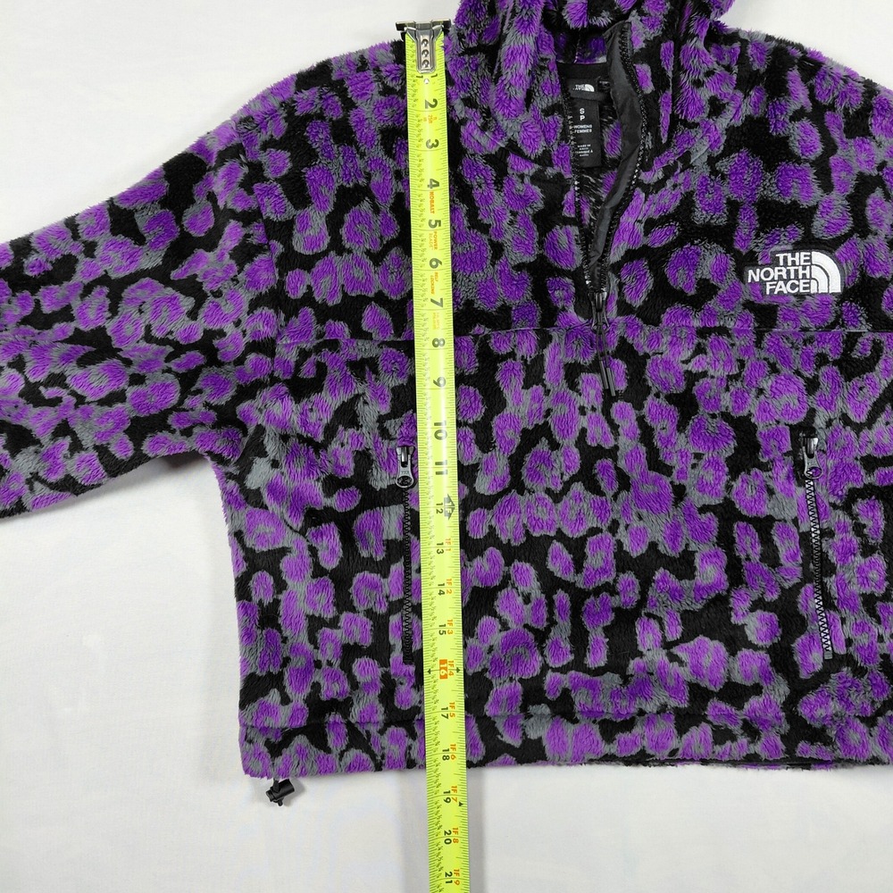 The North Face Womens Purple Leopard Print Cropped Fleece Osito Hoodie Small - Picture 9 of 14